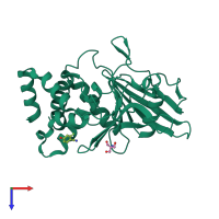 PDB entry 5qfo coloured by chain, top view.