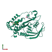 PDB entry 5qfr coloured by chain, front view.