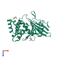 PDB entry 5qfr coloured by chain, top view.