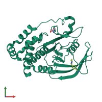 PDB entry 5qft coloured by chain, front view.