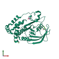 PDB entry 5qfz coloured by chain, front view.