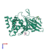 PDB entry 5qfz coloured by chain, top view.