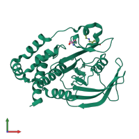 PDB entry 5qg1 coloured by chain, front view.