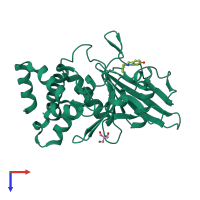 PDB entry 5qg1 coloured by chain, top view.