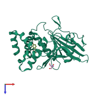 PDB entry 5qg3 coloured by chain, top view.