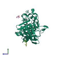 PDB entry 5qg6 coloured by chain, side view.