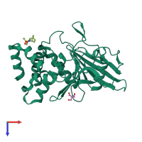 PDB entry 5qg7 coloured by chain, top view.