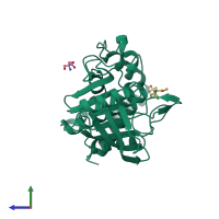 PDB entry 5qgd coloured by chain, side view.