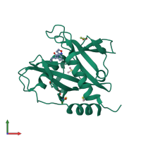 PDB entry 5qgh coloured by chain, front view.