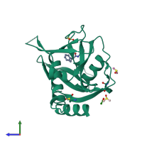 PDB entry 5qgh coloured by chain, side view.