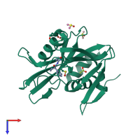 PDB entry 5qgh coloured by chain, top view.