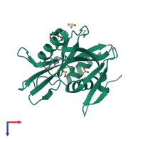 PDB entry 5qgi coloured by chain, top view.