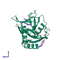 PDB entry 5qgk coloured by chain, side view.