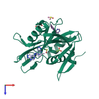 PDB entry 5qgk coloured by chain, top view.