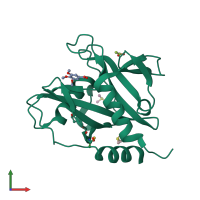 PDB entry 5qgl coloured by chain, front view.