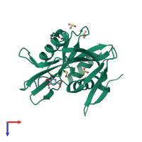 PDB entry 5qgl coloured by chain, top view.