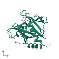 Monomeric assembly 1 of PDB entry 5qgz coloured by chemically distinct molecules, front view.