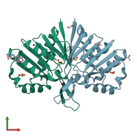 PDB entry 5qhj coloured by chain, front view.
