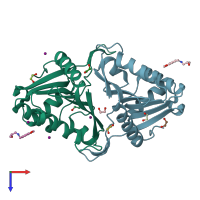PDB entry 5qhj coloured by chain, top view.
