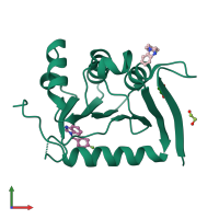 PDB entry 5qhq coloured by chain, front view.