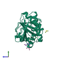 PDB entry 5qi4 coloured by chain, side view.