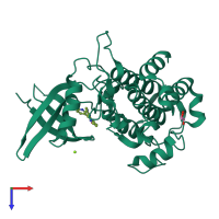 PDB entry 5qin coloured by chain, top view.