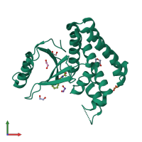 PDB entry 5qip coloured by chain, front view.