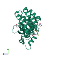 PDB entry 5qip coloured by chain, side view.