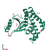 PDB entry 5qir coloured by chain, front view.