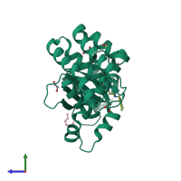 PDB entry 5qir coloured by chain, side view.