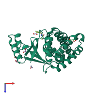 PDB entry 5qir coloured by chain, top view.