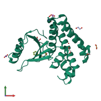 PDB entry 5qix coloured by chain, front view.