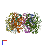 PDB entry 5qj2 coloured by chain, top view.