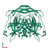 ADP-sugar pyrophosphatase in PDB entry 5qjm, assembly 1, front view.