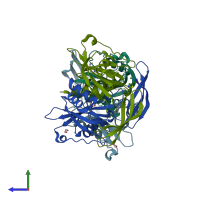 PDB entry 5qjt coloured by chain, side view.