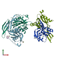 PDB entry 5qjx coloured by chain, front view.
