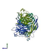 PDB entry 5qjx coloured by chain, side view.