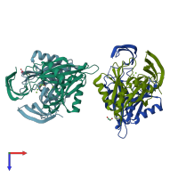 PDB entry 5qjx coloured by chain, top view.