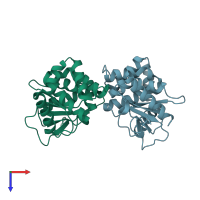 PDB entry 5qmd coloured by chain, top view.