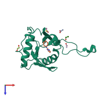 PDB entry 5qoi coloured by chain, top view.