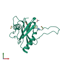 PDB entry 5qoj coloured by chain, front view.