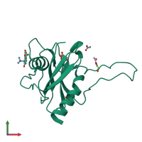 PDB entry 5qok coloured by chain, front view.
