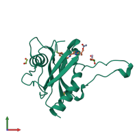 PDB entry 5qor coloured by chain, front view.