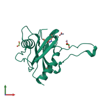 PDB entry 5qp8 coloured by chain, front view.