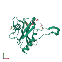 PDB entry 5qpa coloured by chain, front view.