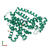 PDB entry 5qpd coloured by chain, front view.