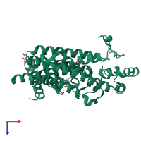PDB entry 5qpd coloured by chain, top view.