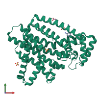 PDB entry 5qpe coloured by chain, front view.