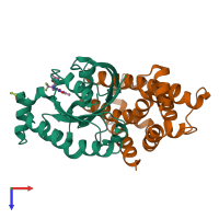 PDB entry 5qqe coloured by chain, top view.