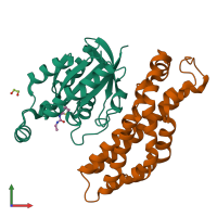 PDB entry 5qqf coloured by chain, front view.